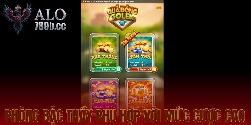 Phòng Bậc Thầy phù hợp với mức cược cao
