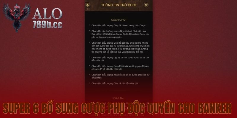 Super 6 bổ sung cược phụ độc quyền cho Banker 